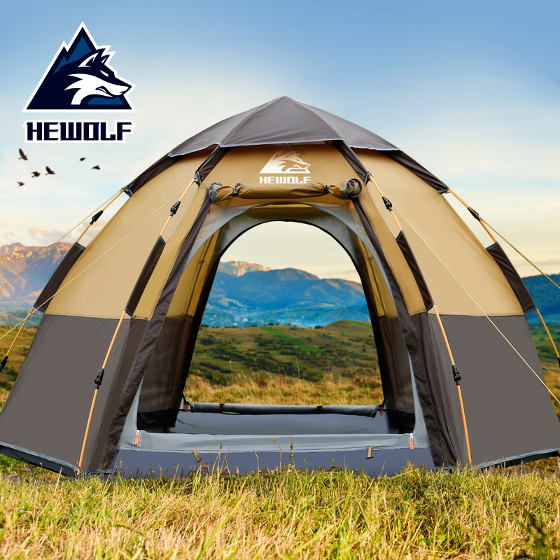 Cheap Goat Tents Hewolf Quick Automatic Open Tent 3 8 Person Double Layer Large Camping Family Outdoor Recreation Party Tents Awning Beach Tent Tents 